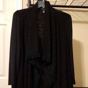 New Directions Women's lightweight Black Shrug with fringe hem size 2X